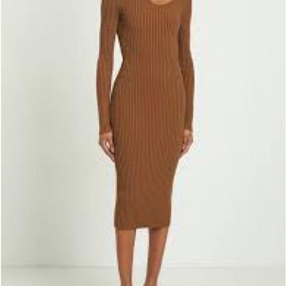 New Anine Bing Dress Medium Womens Victoria Turtleneck Shoulder Cut Out Midi L - Picture 6 of 9